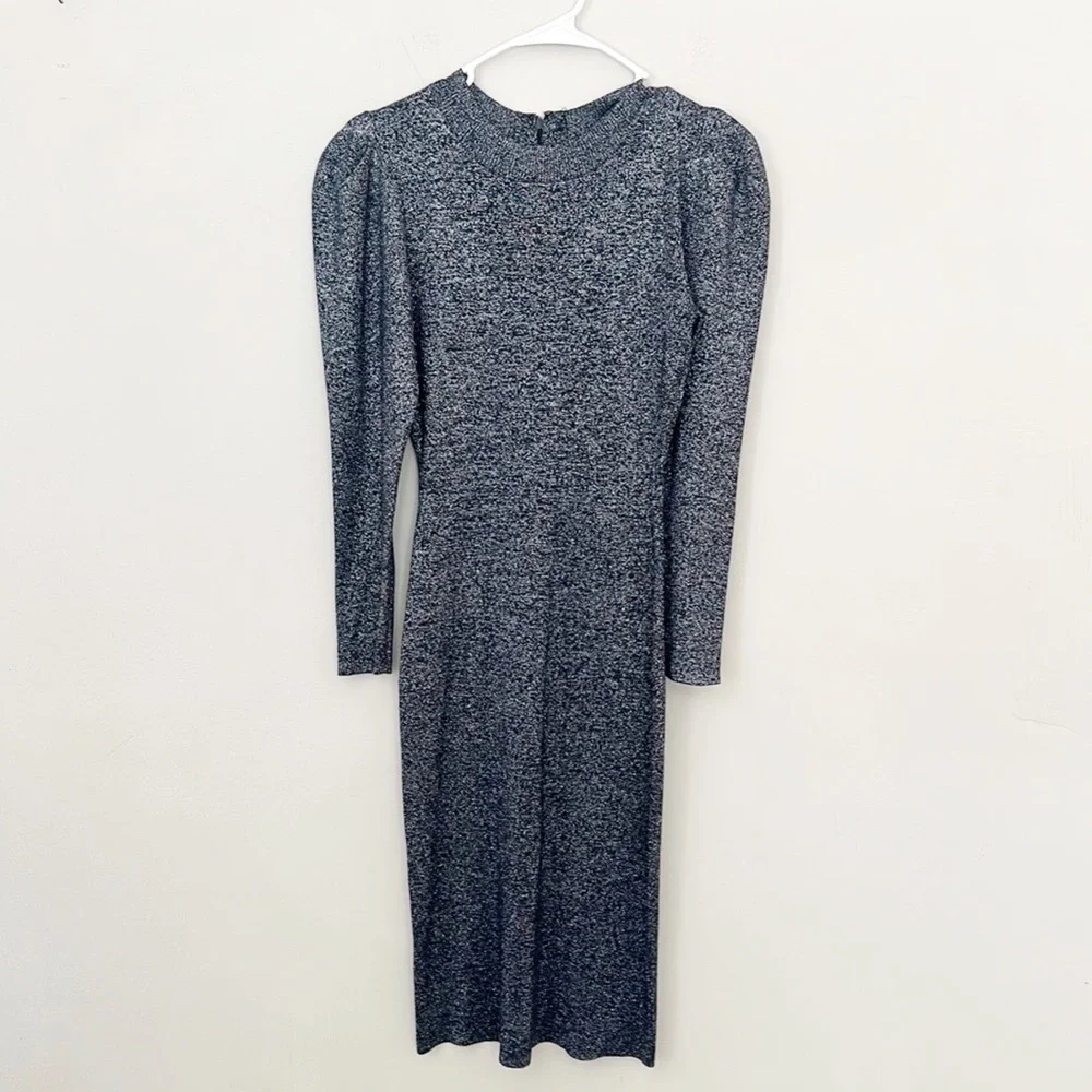 Sachin & Babi Amelie Metsllic Puff Sleeve midi dress women size Medium
